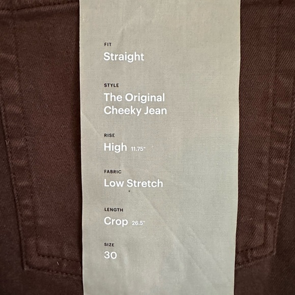 EVERLANE SIZE 30 new NWT The Original Cheeky Jean jeans crop straight brown - Picture 3 of 8